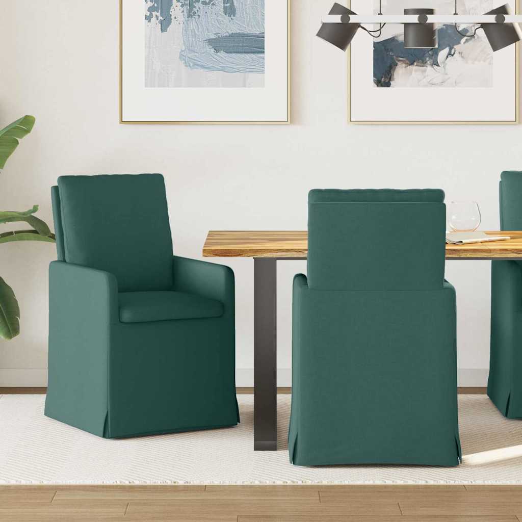 Sedie Da Pranzo 2 Pcs Verde Scuro 57 X 67 X 98 Cm Tessuto