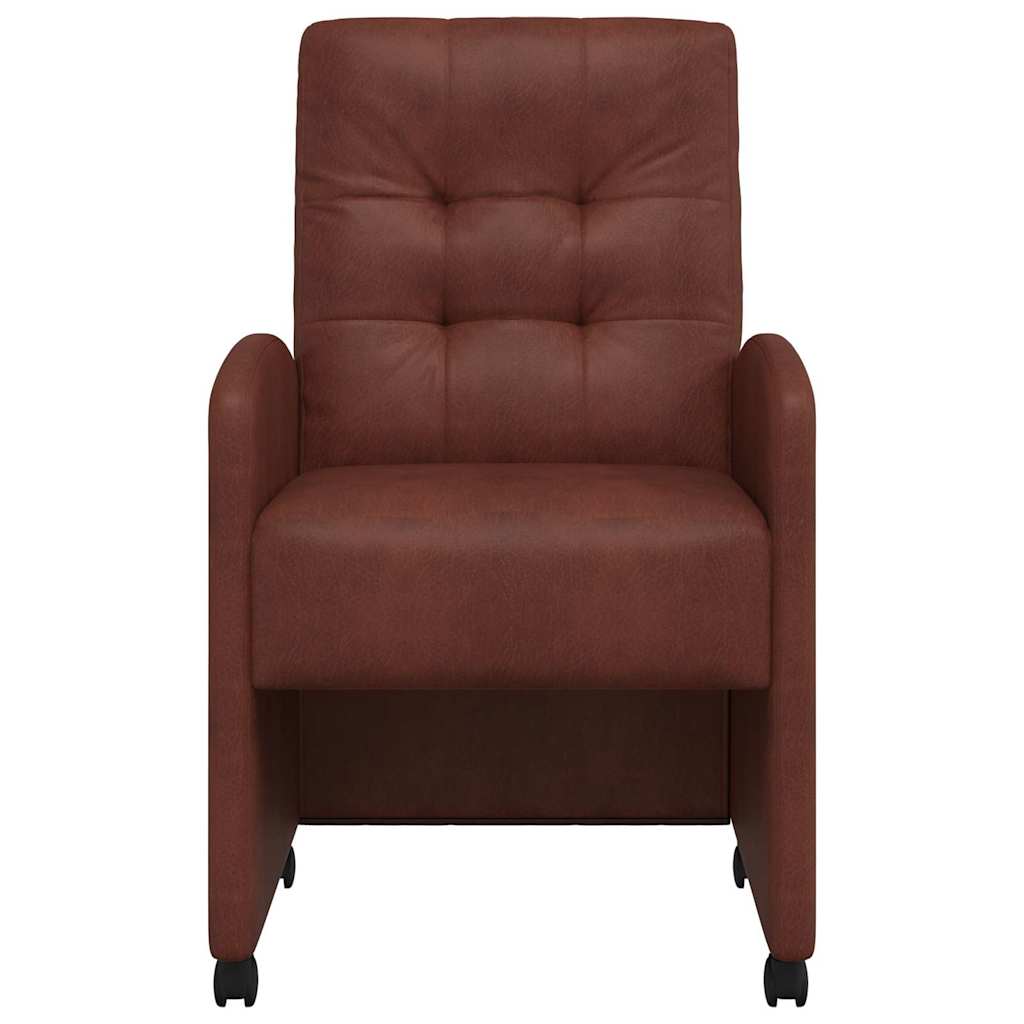 Sedie Da Pranzo Con Ruote 2 Pcs Marrone Lucido 57 X 67 X 98 cm - Image 4