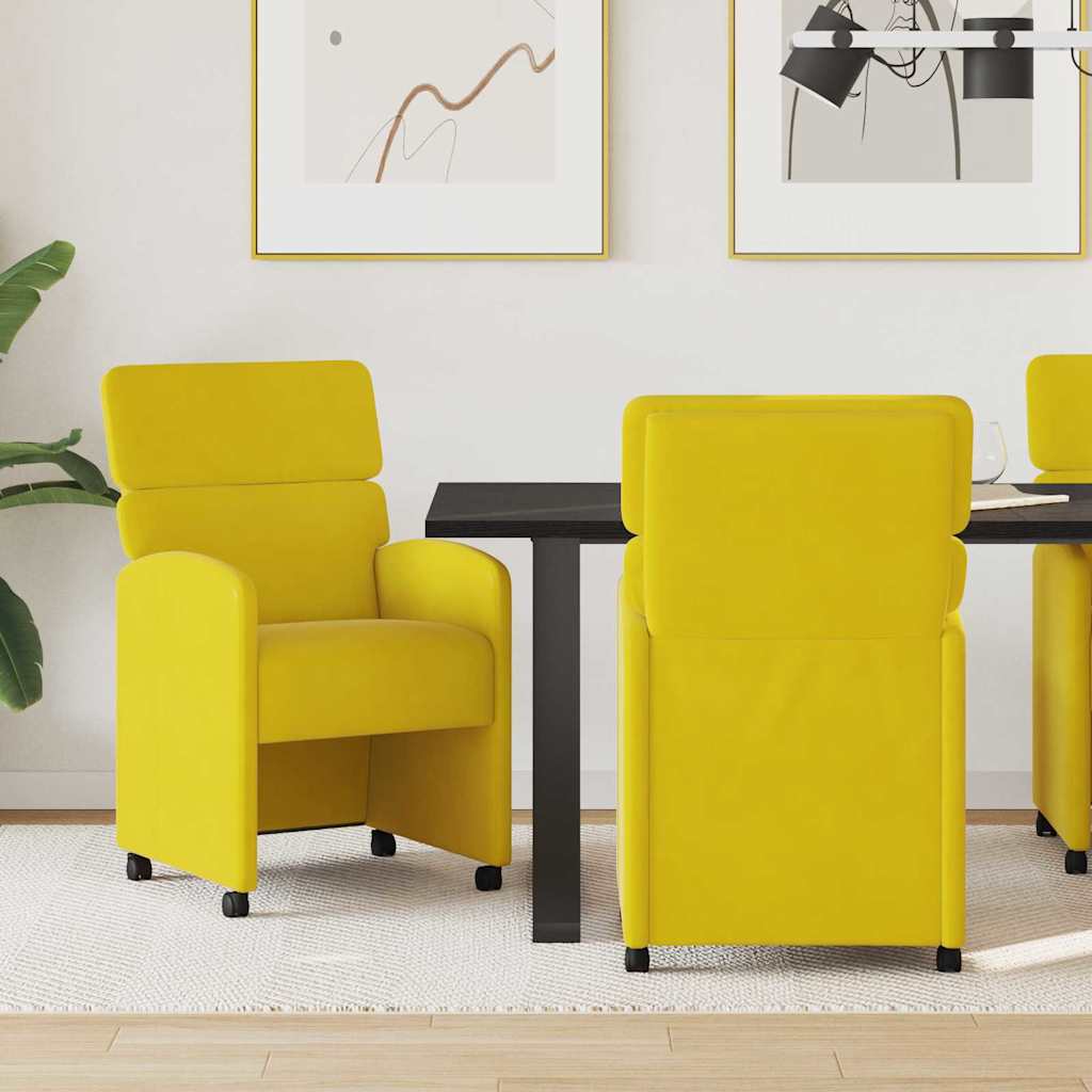 Sedie Da Pranzo Con Ruote 2 Pcs Giallo 58 X 65 X 98 Cm Velluto