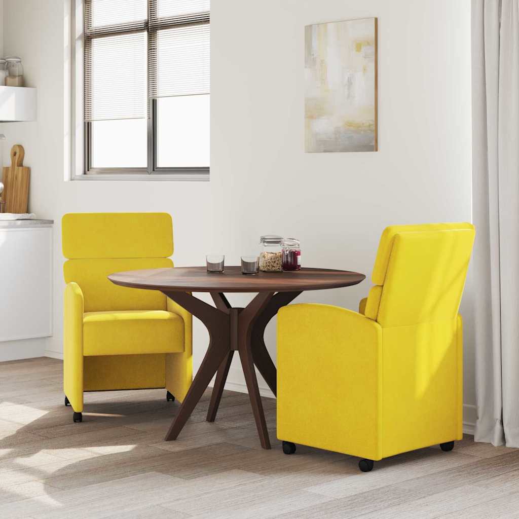 Sedie Da Pranzo Con Ruote 2 Pcs Giallo 58 X 65 X 98 Cm Velluto - Image 3