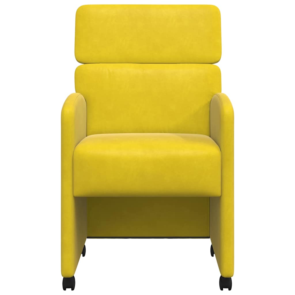 Sedie Da Pranzo Con Ruote 2 Pcs Giallo 58 X 65 X 98 Cm Velluto - Image 4