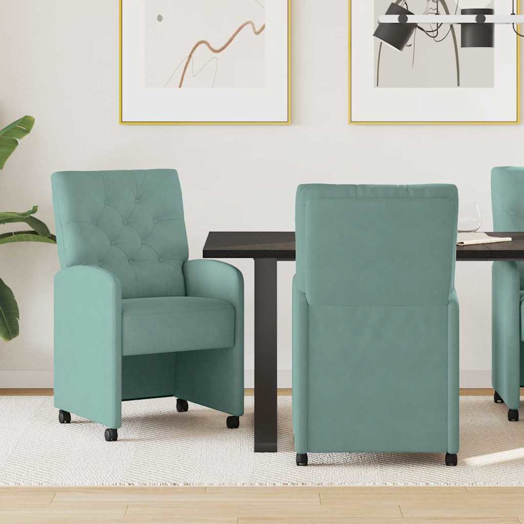Sedie Da Pranzo Con Ruote 2 Pcs Verde Mare 58 X 67 X 97 cm