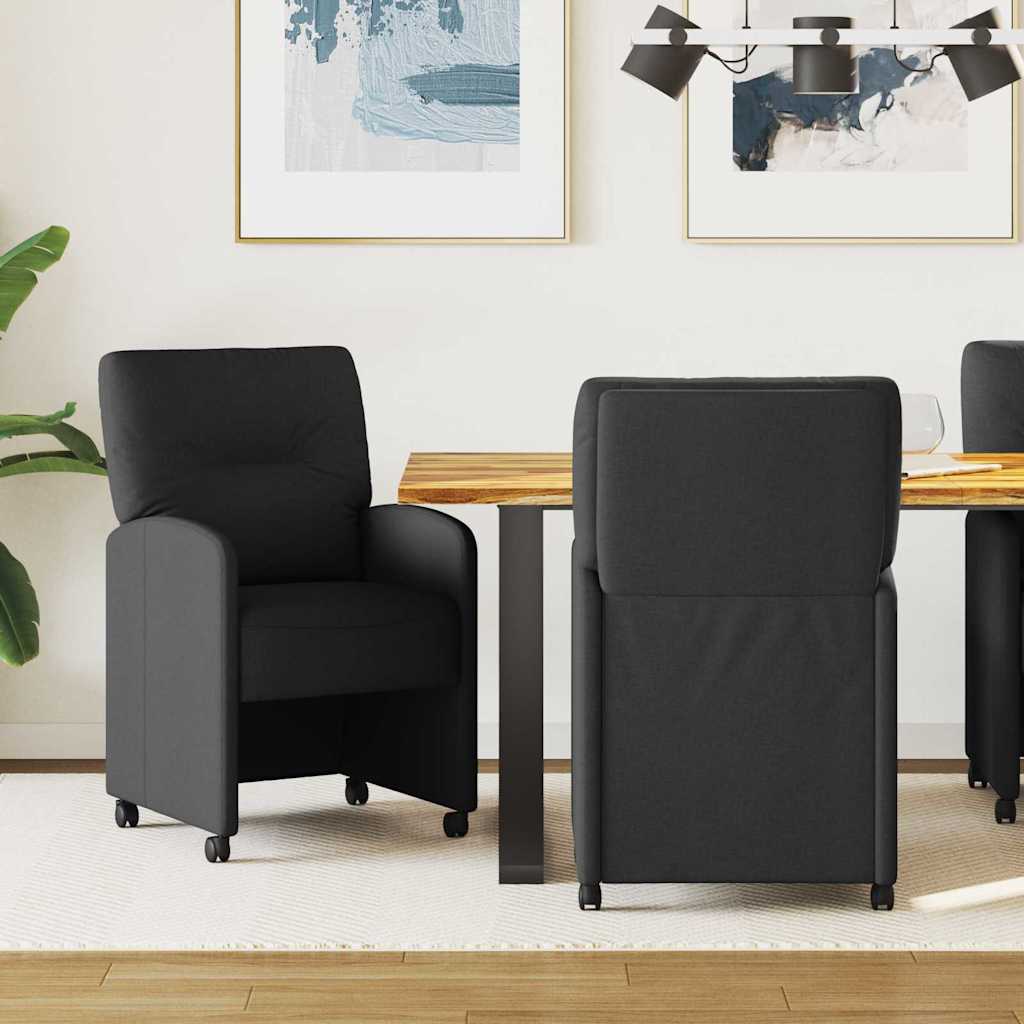 Sedie Da Pranzo Con Ruote 2 Pcs Nero 57 X 67 X 95 Cm Tessuto