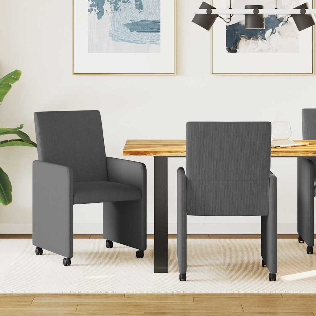 Sedie Da Pranzo Con Ruote 2 Pcs Grigio Scuro 57 X 66 X 94 cm