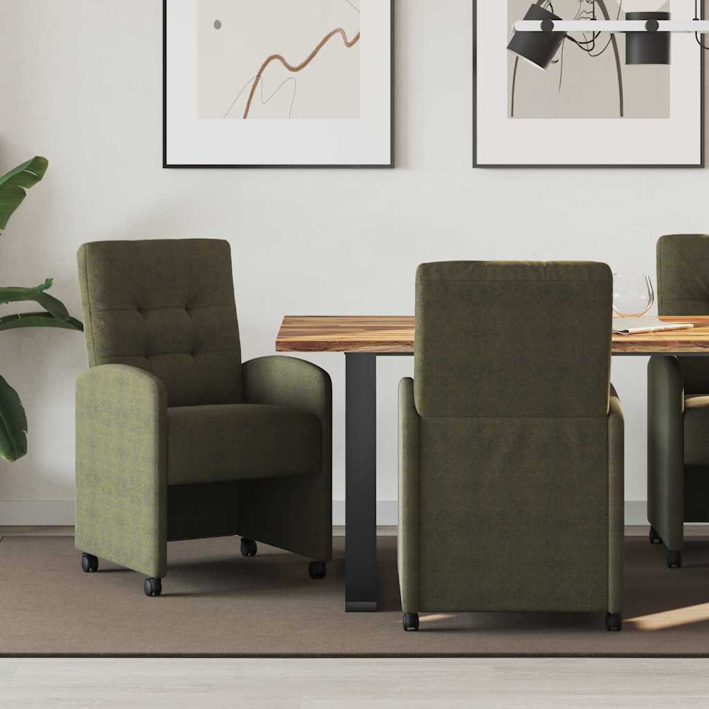 Sedie Da Pranzo Con Ruote 2 Pcs Verde Militare 57 X 67 X 98 cm