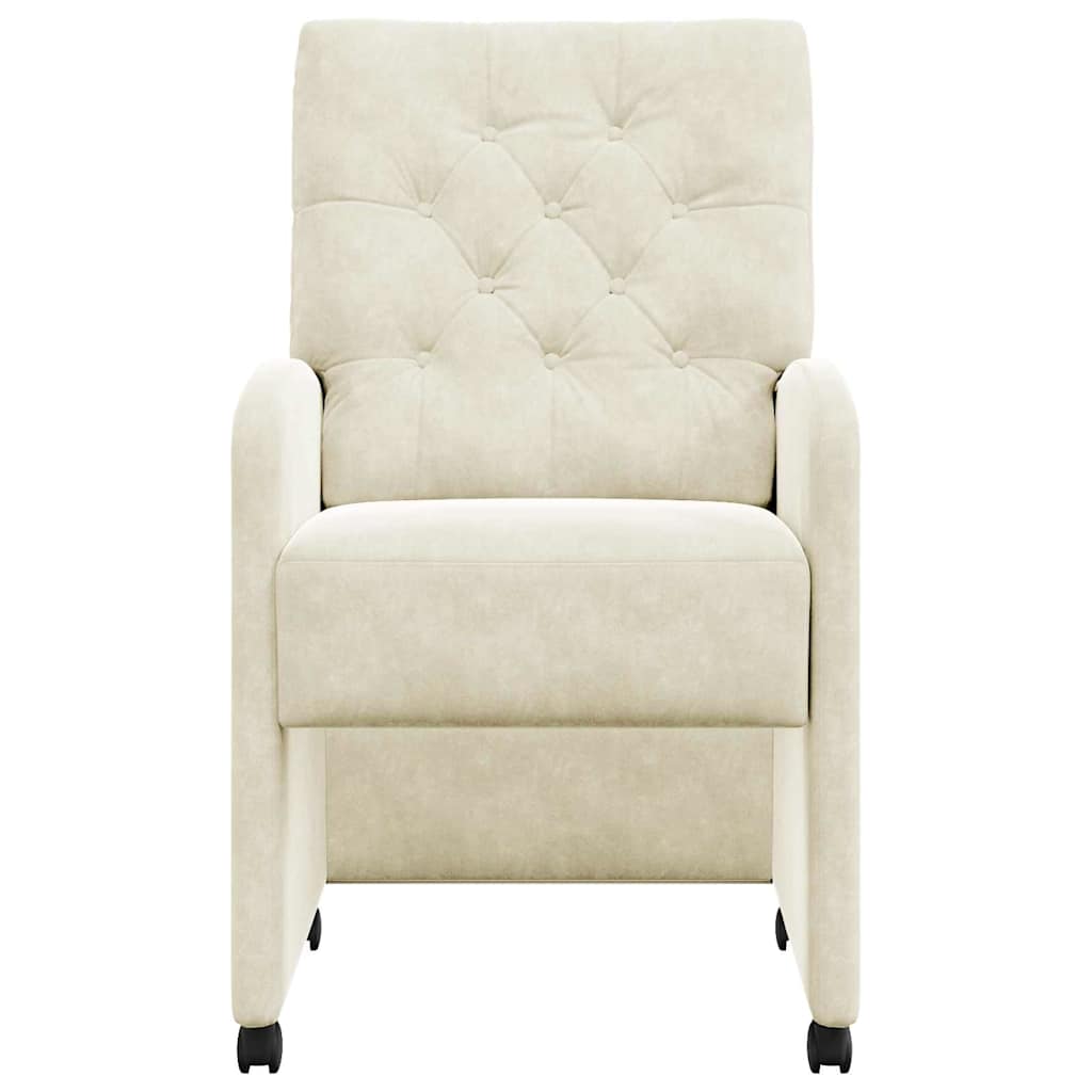 Sedie Da Pranzo Con Ruote 2 Pcs Crema 58 X 67 X 97 Cm Velluto - Image 4
