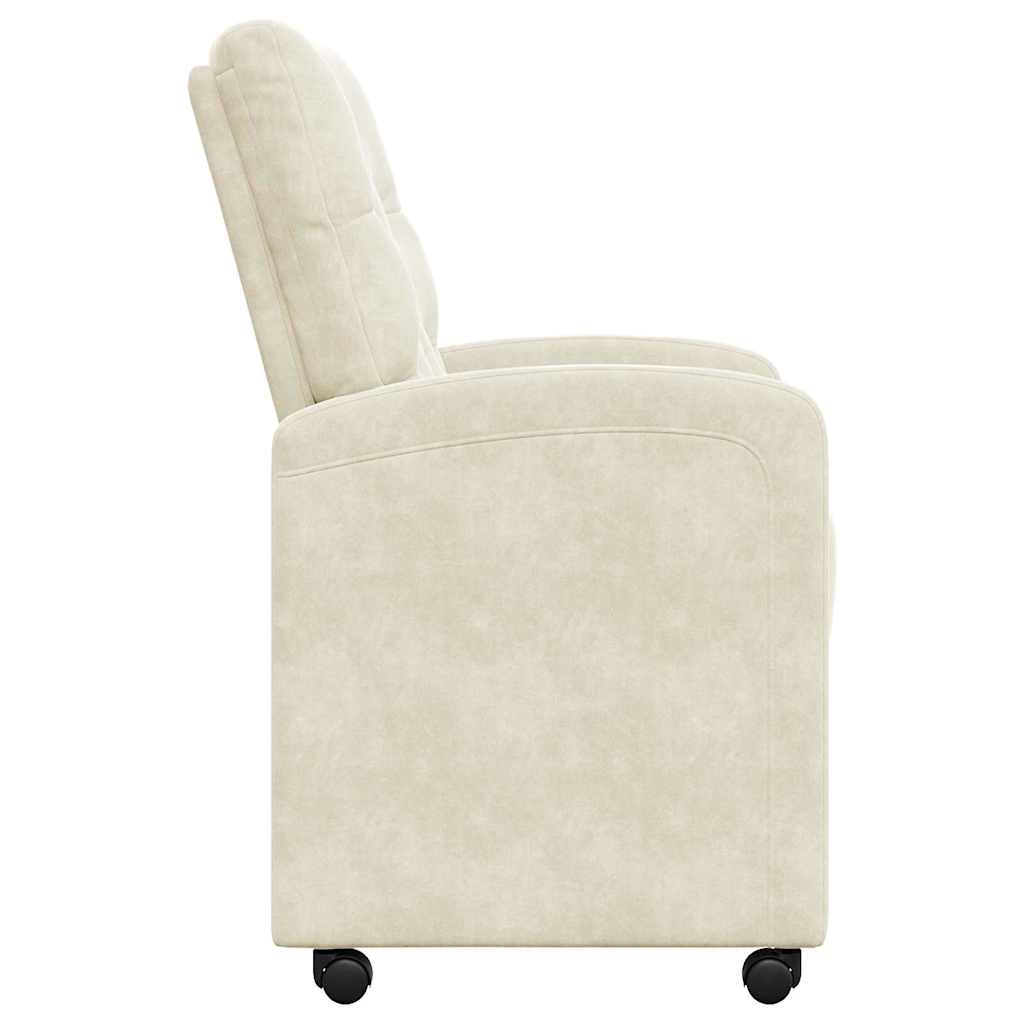 Sedie Da Pranzo Con Ruote 2 Pcs Crema 58 X 67 X 97 Cm Velluto - Image 5