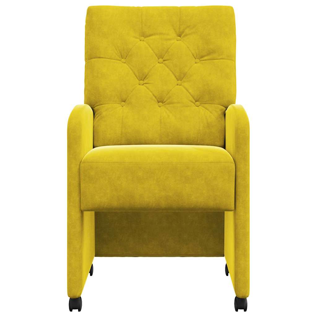 Sedie Da Pranzo Con Ruote 2 Pcs Giallo 58 X 67 X 97 Cm Velluto - Image 4