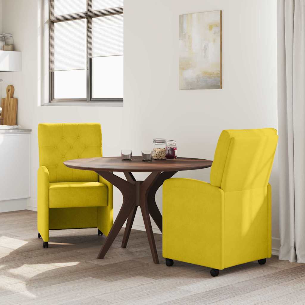Sedie Da Pranzo Con Ruote 2 Pcs Giallo 58 X 67 X 97 Cm Velluto - Image 3