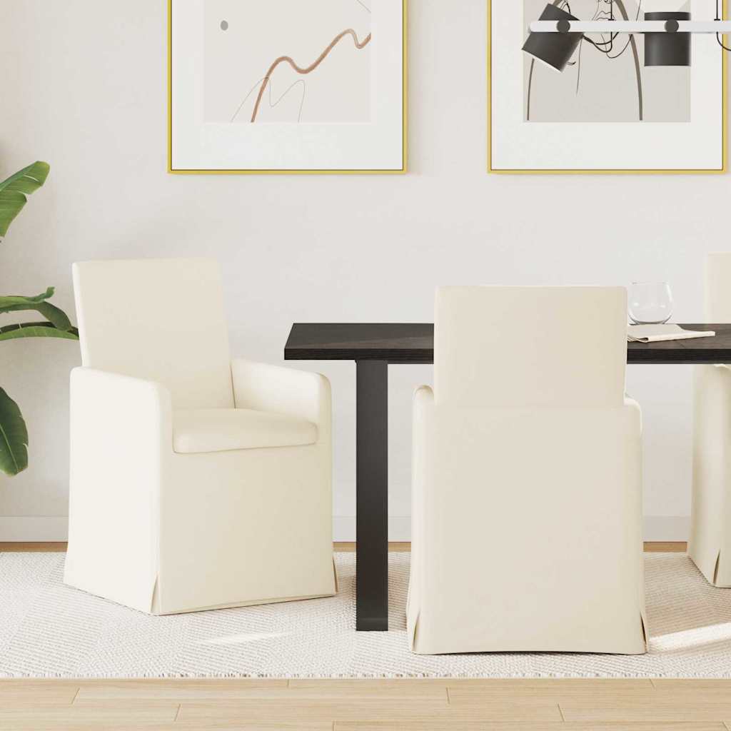 Sedie Da Pranzo Con Ruote 2 Pcs Beige 57 X 67 X 95 Cm Tela