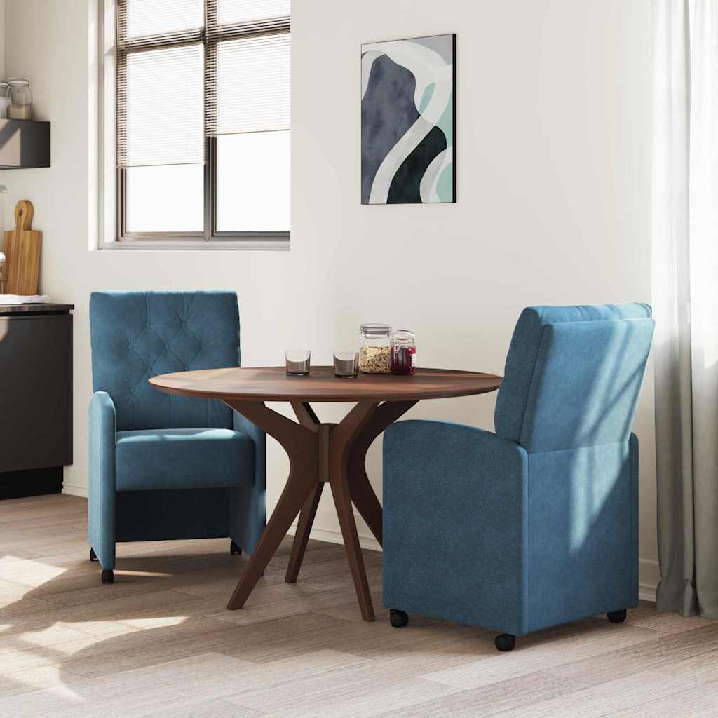 Sedie Da Pranzo Con Ruote 2 Pcs Blu 58 X 67 X 97 Cm Velluto - Image 3