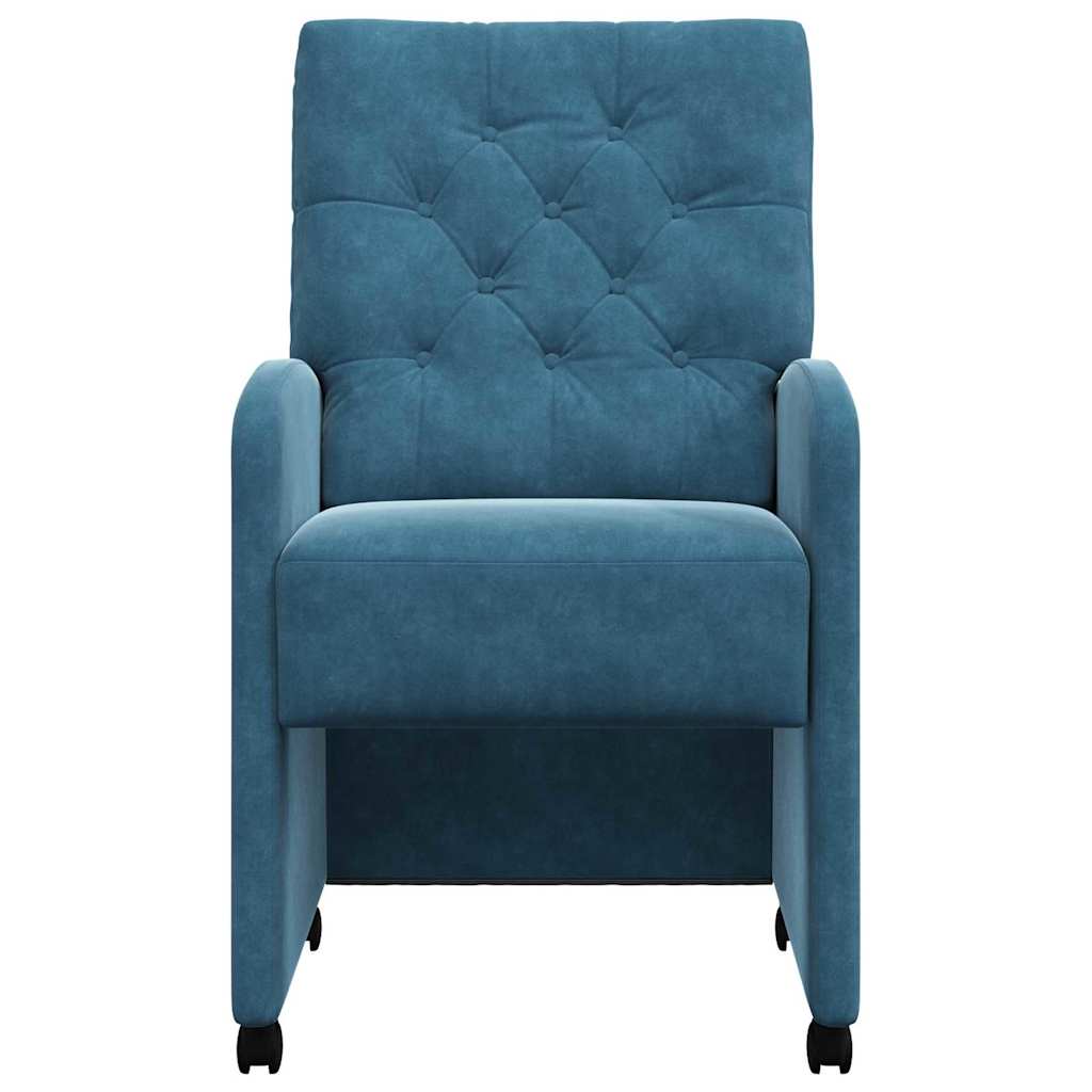 Sedie Da Pranzo Con Ruote 2 Pcs Blu 58 X 67 X 97 Cm Velluto - Image 4