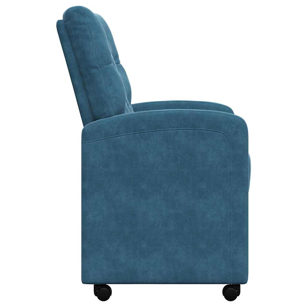Sedie Da Pranzo Con Ruote 2 Pcs Blu 58 X 67 X 97 Cm Velluto - Image 5