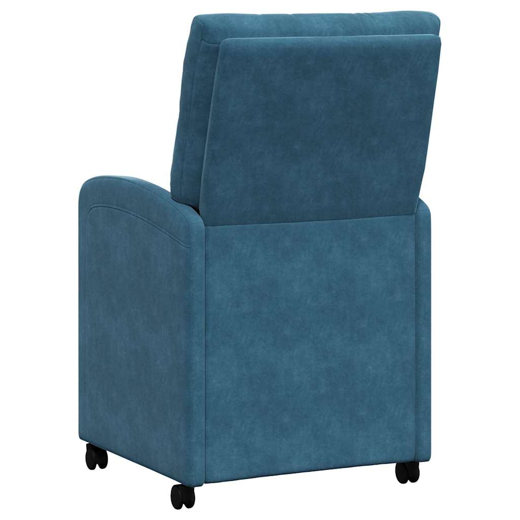 Sedie Da Pranzo Con Ruote 2 Pcs Blu 58 X 67 X 97 Cm Velluto - Image 6