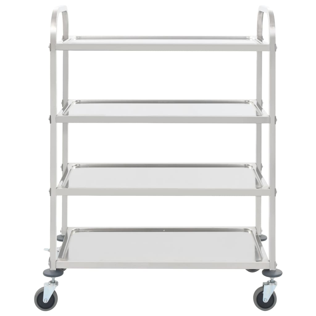 Carrello Da Cucina A 4 Livelli 107x55x125 Cm In Acciaio Inox