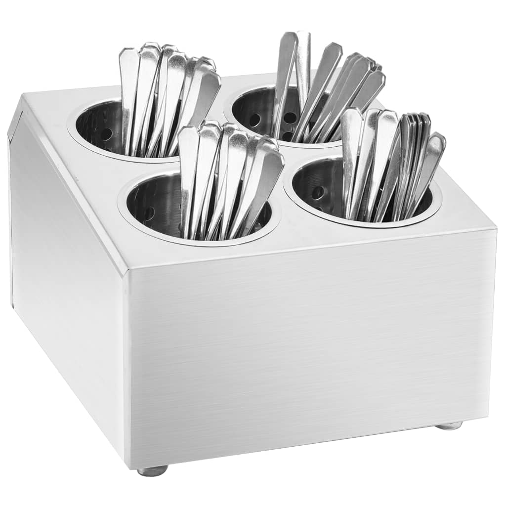 Portaposate Con 4 Inserti Quadrato In Acciaio Inox