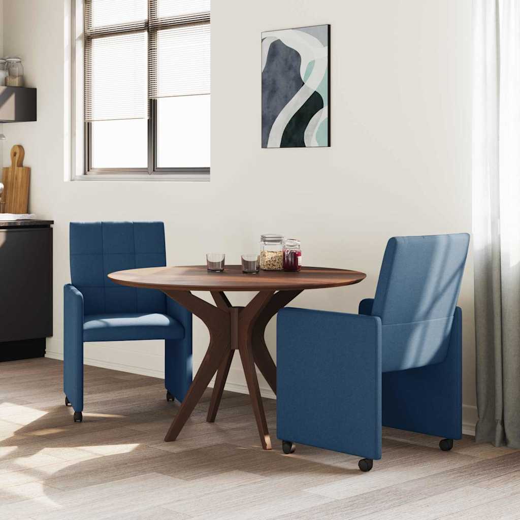 Sedie Da Pranzo Con Ruote 2 Pcs Blu 58 X 65 X 94 Cm Tessuto - Image 3