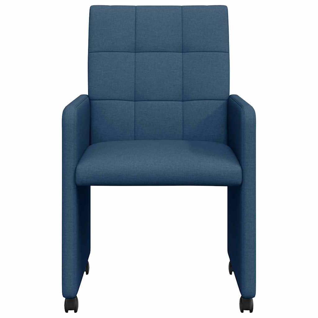 Sedie Da Pranzo Con Ruote 2 Pcs Blu 58 X 65 X 94 Cm Tessuto - Image 4