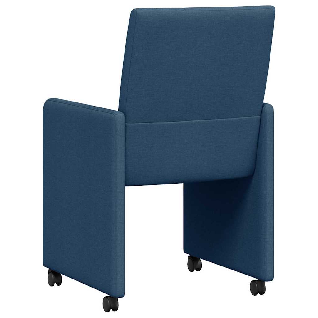 Sedie Da Pranzo Con Ruote 2 Pcs Blu 58 X 65 X 94 Cm Tessuto - Image 6