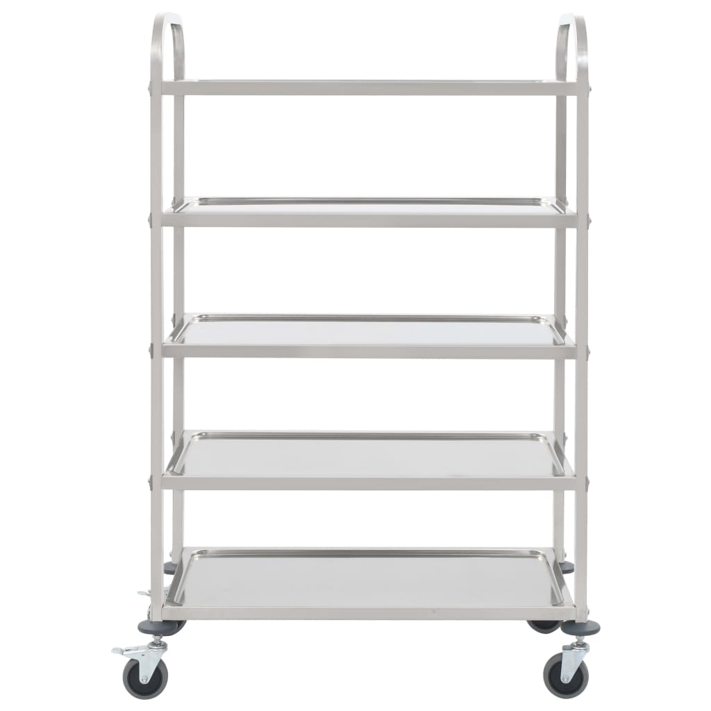 Carrello Da Cucina A 5 Livelli 107x55x147 Cm In Acciaio Inox