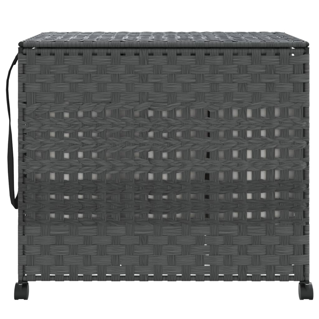 Cesto Portabiancheria Con Ruote Grigio 66x35x60 Cm Rattan - Image 3