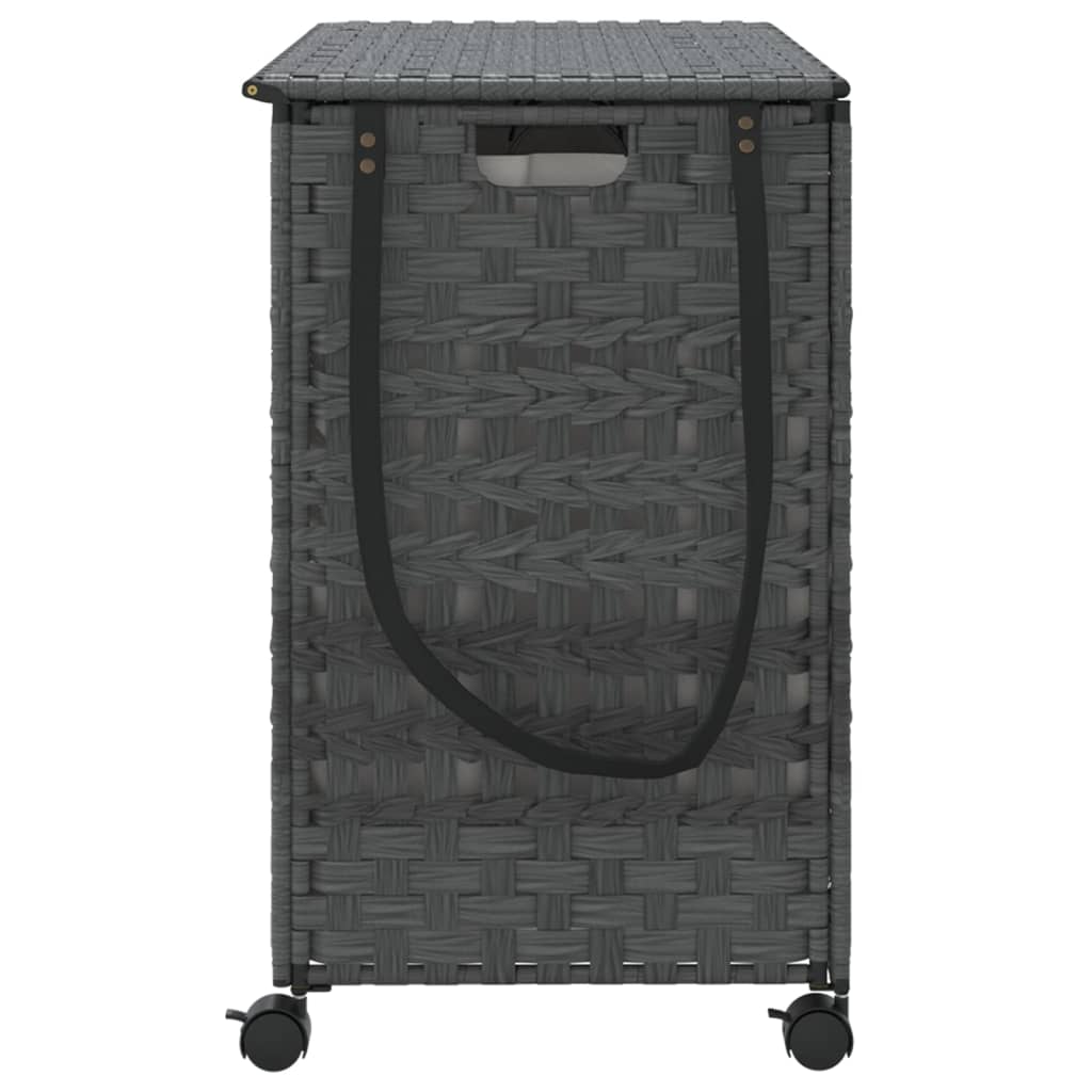 Cesto Portabiancheria Con Ruote Grigio 66x35x60 Cm Rattan - Image 4