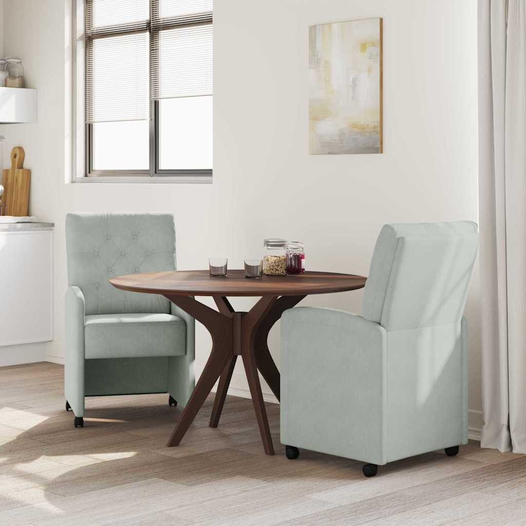 Sedie Da Pranzo Con Ruote 2 Pcs Grigio Chiaro 58 X 67 X 97 cm - Image 3