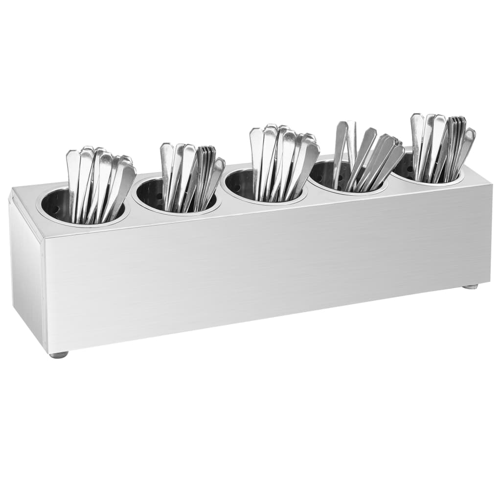 Portaposate Con 5 Inserti Rettangolare In Acciaio Inox