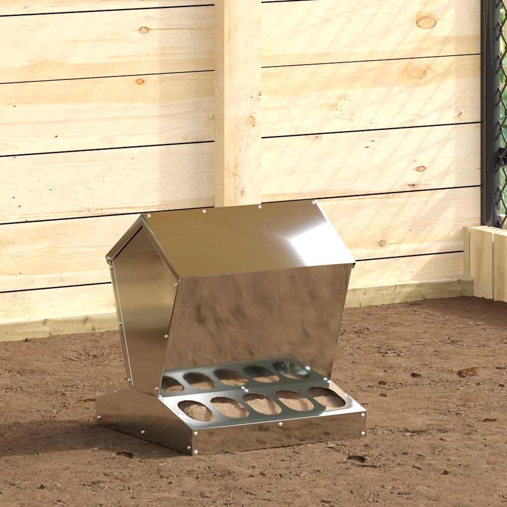 Feeder Per Pollo Argento 40 X 40 X 45 Cm Acciaio Zincato