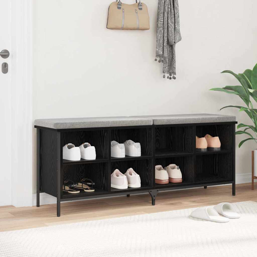 Mobile Per Scarpe Con Lo Scaffale Rovere Nero 131 X 35 X 50 cm - Image 4