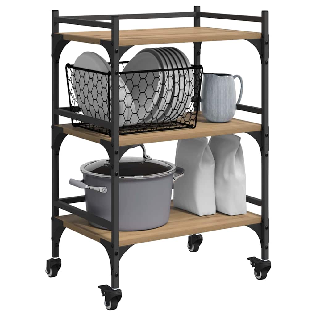 Carrello Da Cucina Rovere Artigianale 50 X 35 X 75.5 cm - Image 3
