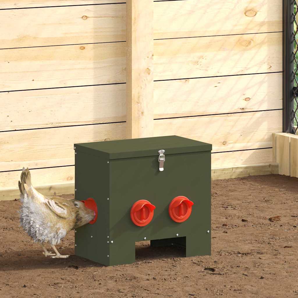 Feeder Per Pollo 2 Pcs Verde Oliva 60.5 X 29 X 51 cm