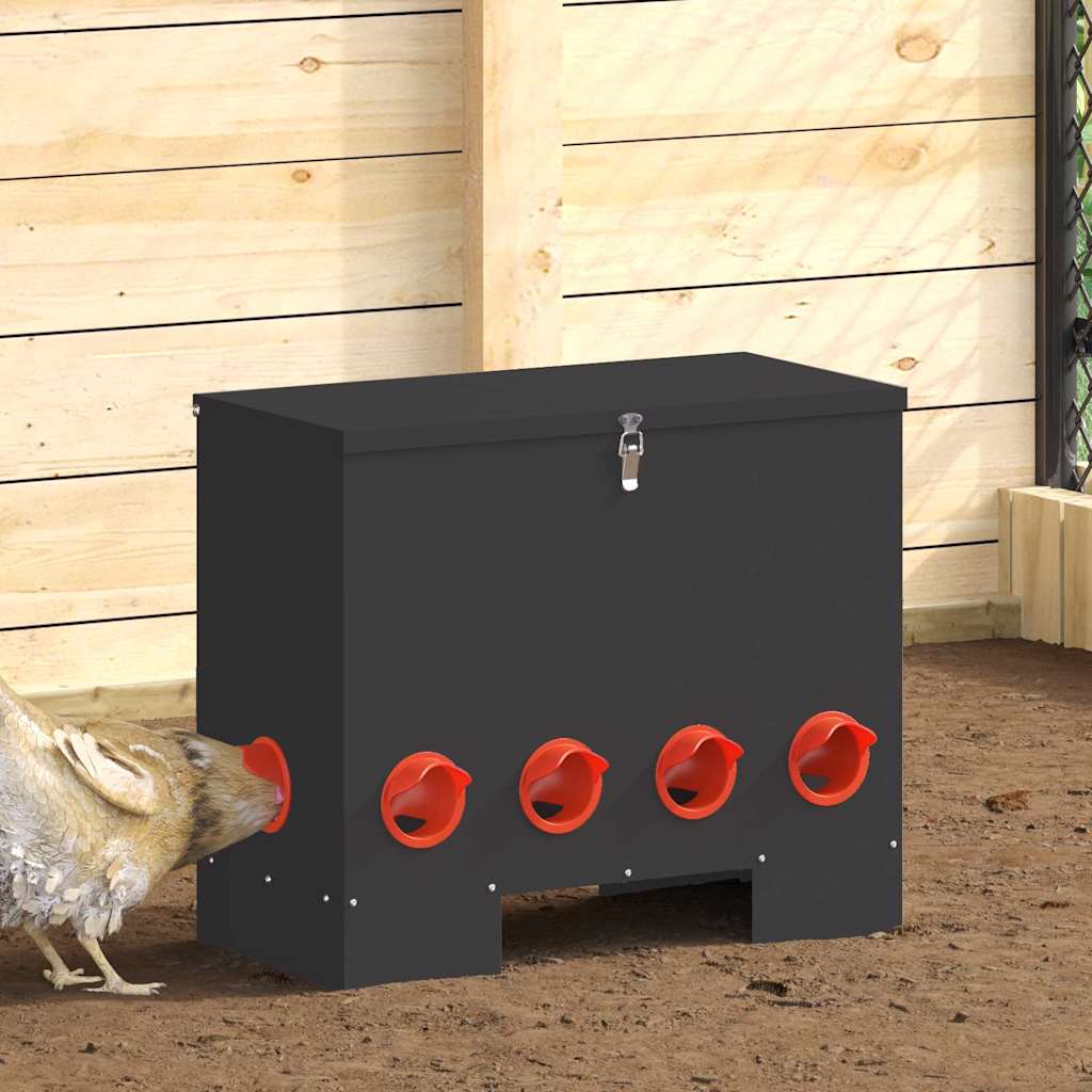 Feeder Per Pollo 2 Pcs Nero 60.5 X 29 X 51 cm