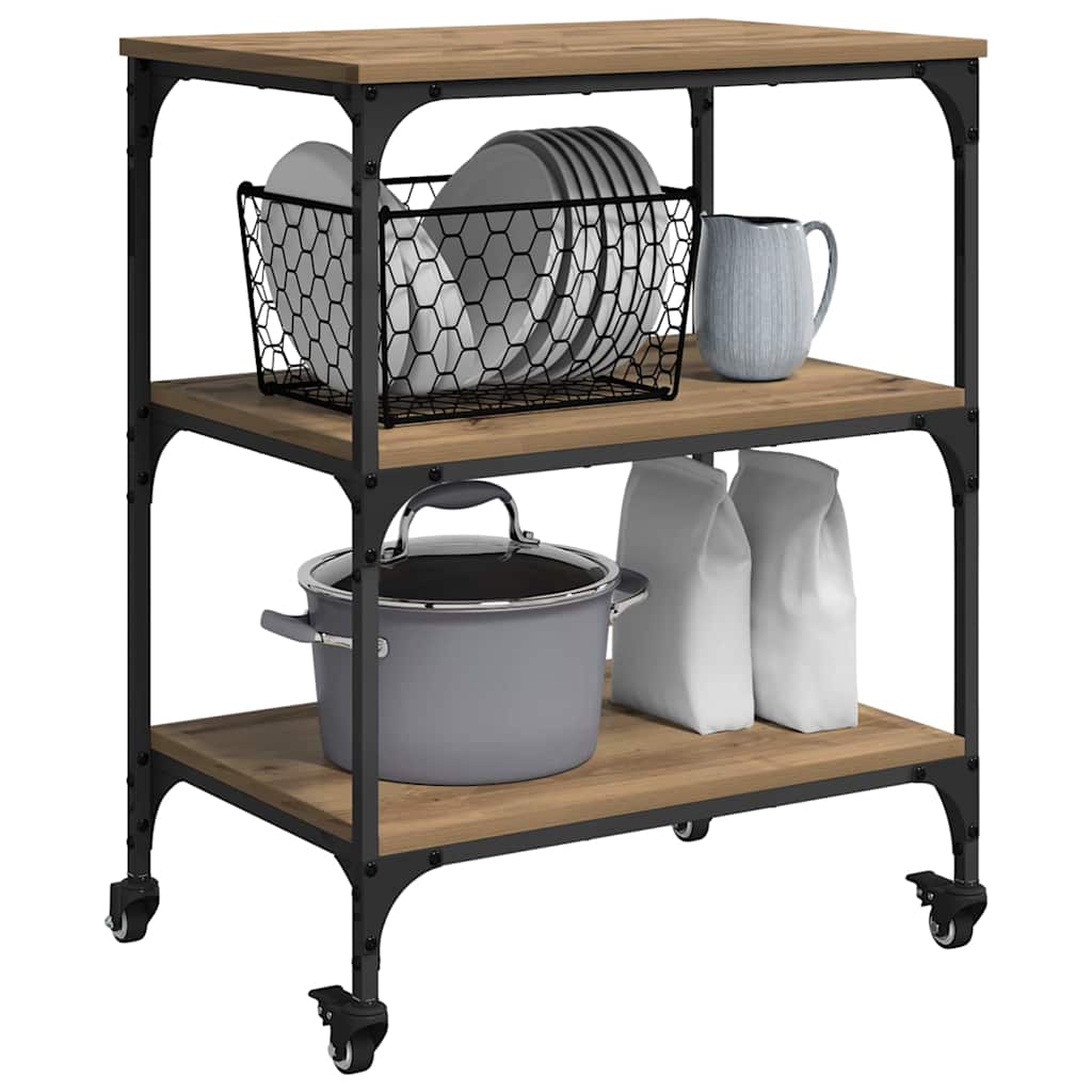 Carrello Da Cucina Rovere Artigianale 60 X 41 X 76 cm - Image 3