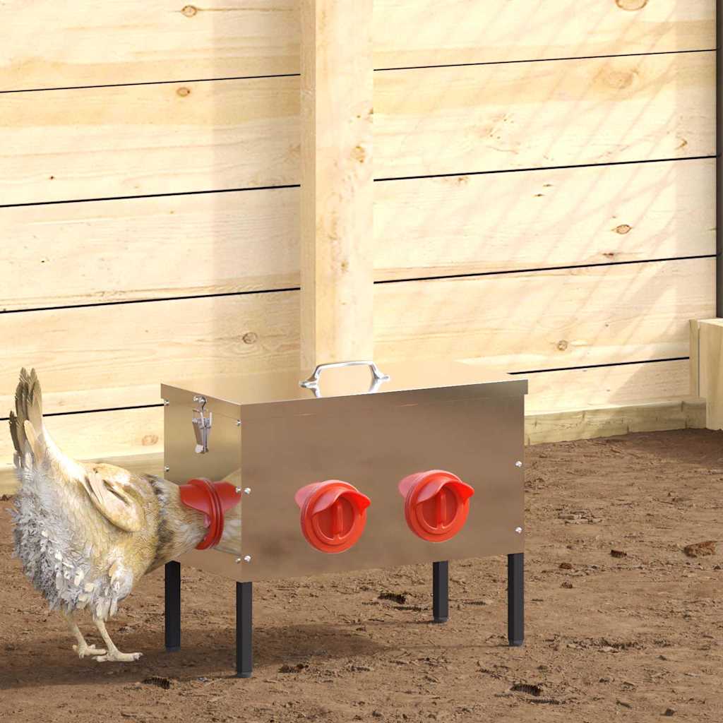 Feeder Per Pollo 2 Pcs Argento 41,5 X 20,5 X 33 cm