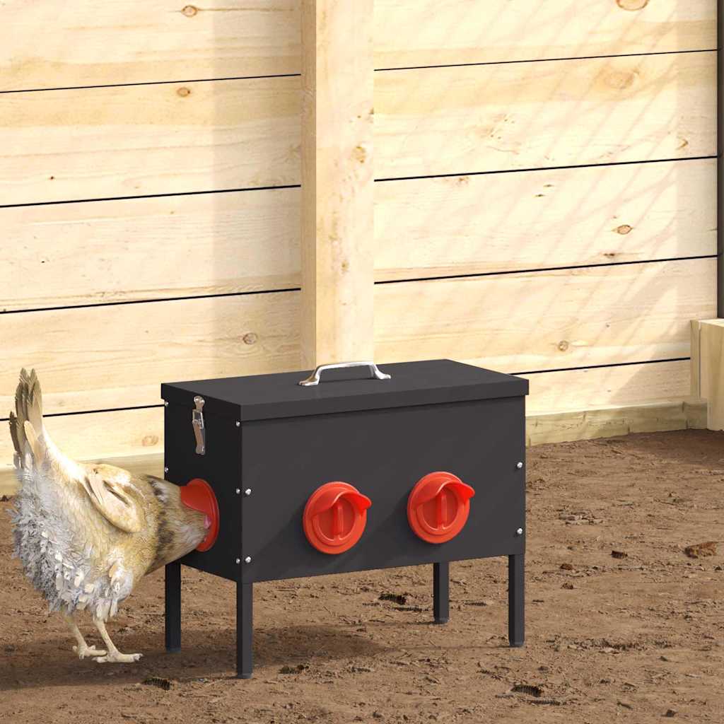 Feeder Per Pollo 2 Pcs Nero 41,5 X 20,5 X 33 cm
