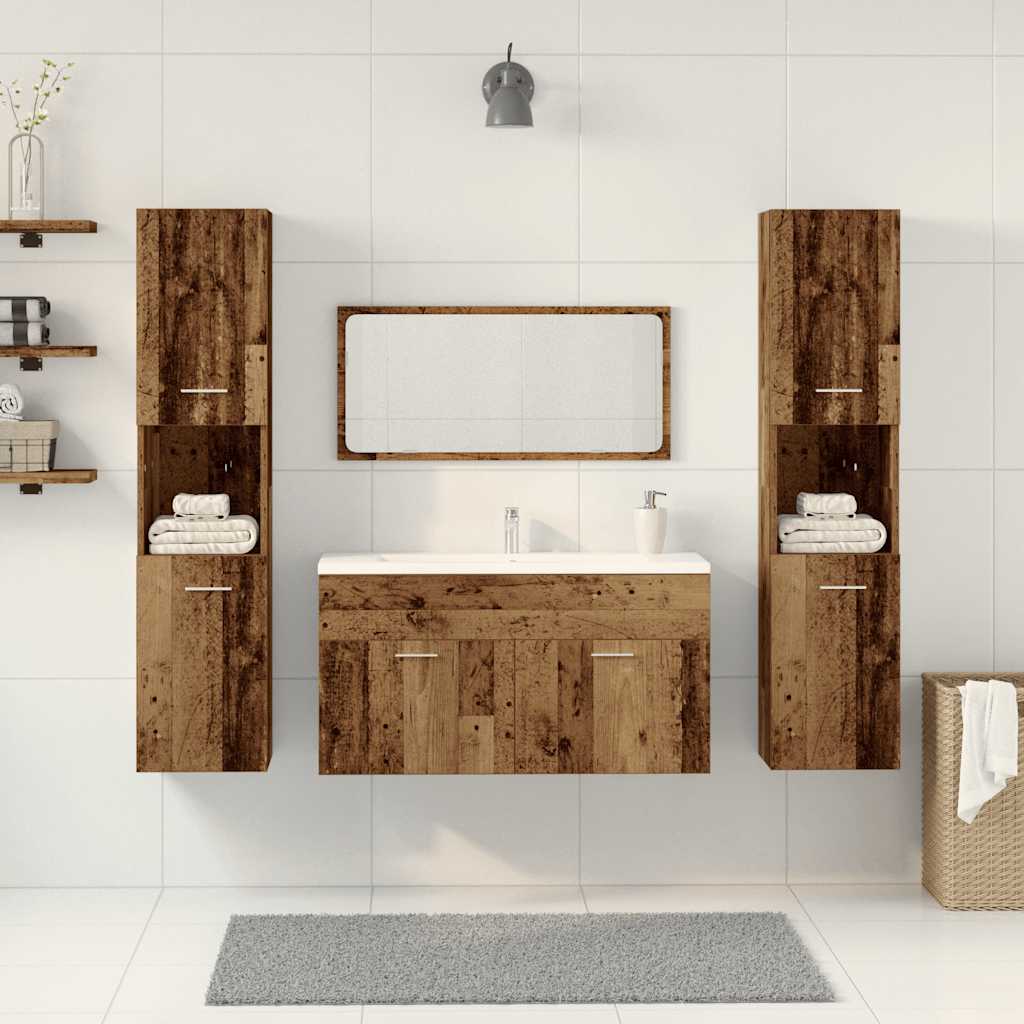 Set Mobili Da Bagno 4 Pz Legno Antico In Legno Multistrato - Image 3