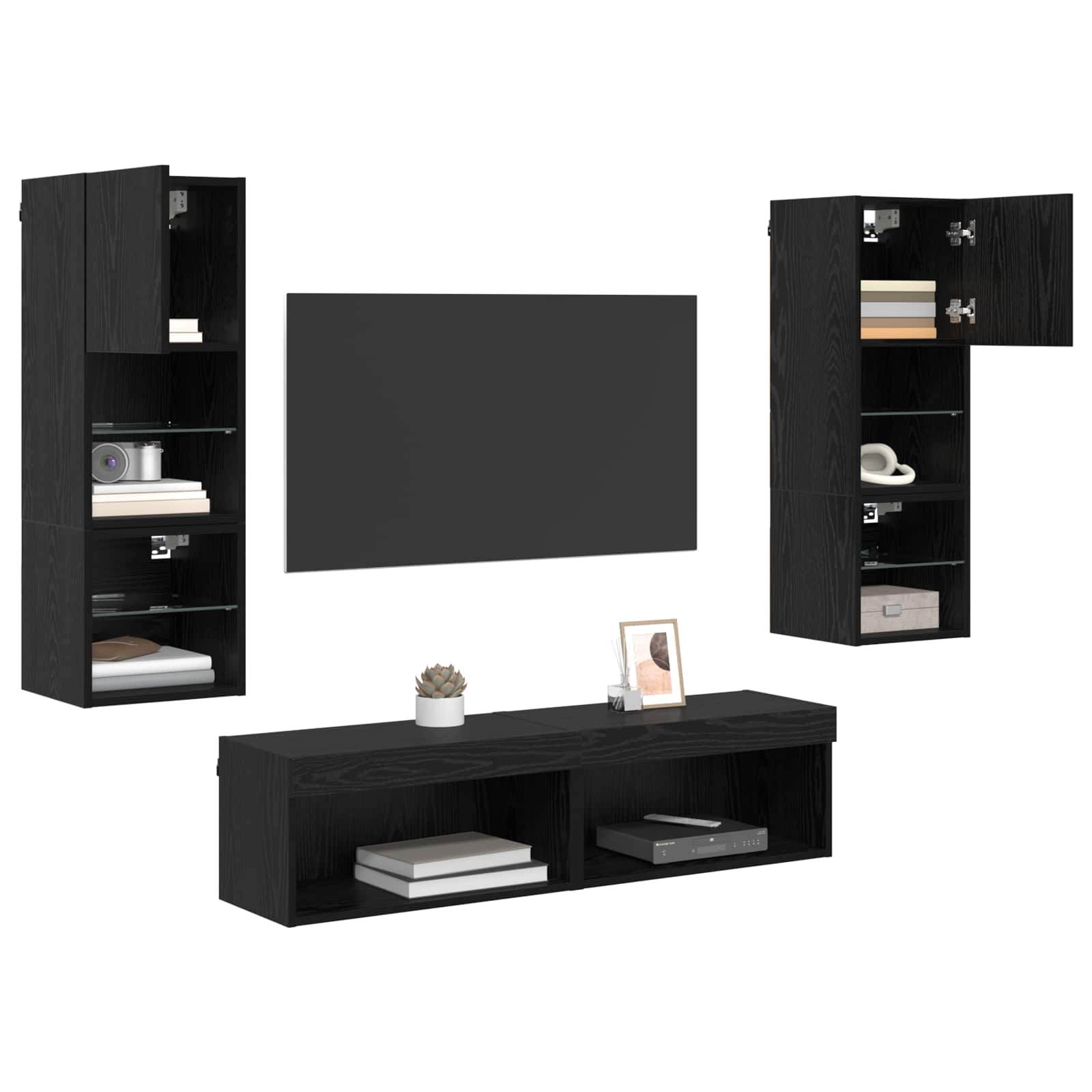 vidaXL Unité murale de TV 6 pcs Chêne noir Bois d'ingénierie - Image 3
