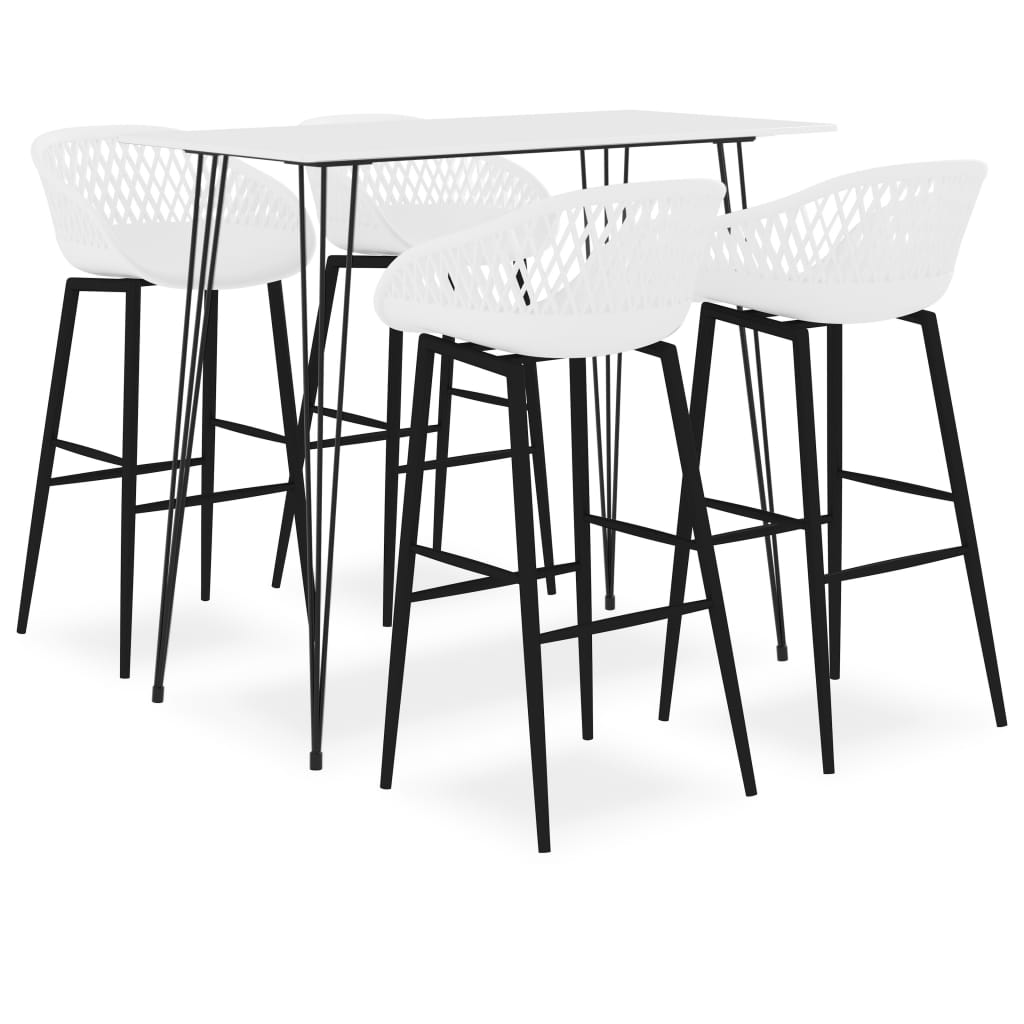 vidaXL Mesa alta y taburetes de bar  5 piezas blanco