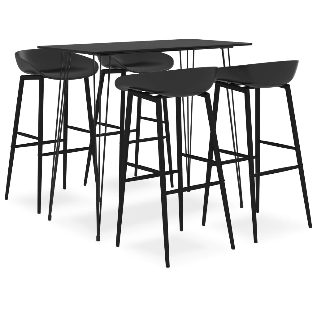 vidaXL Mesa alta y taburetes de bar 5 piezas negro