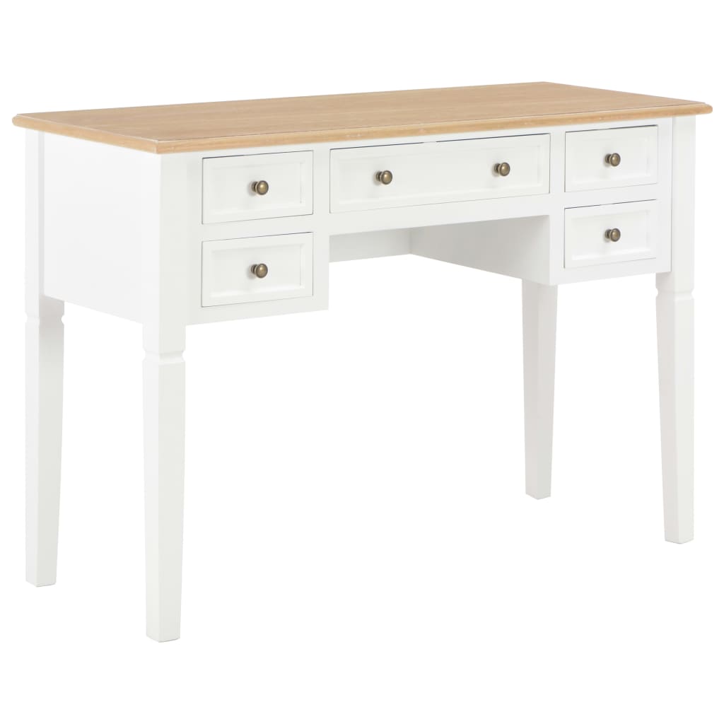 vidaXL Escritorio de madera blanco 109,5x45x77,5 cm