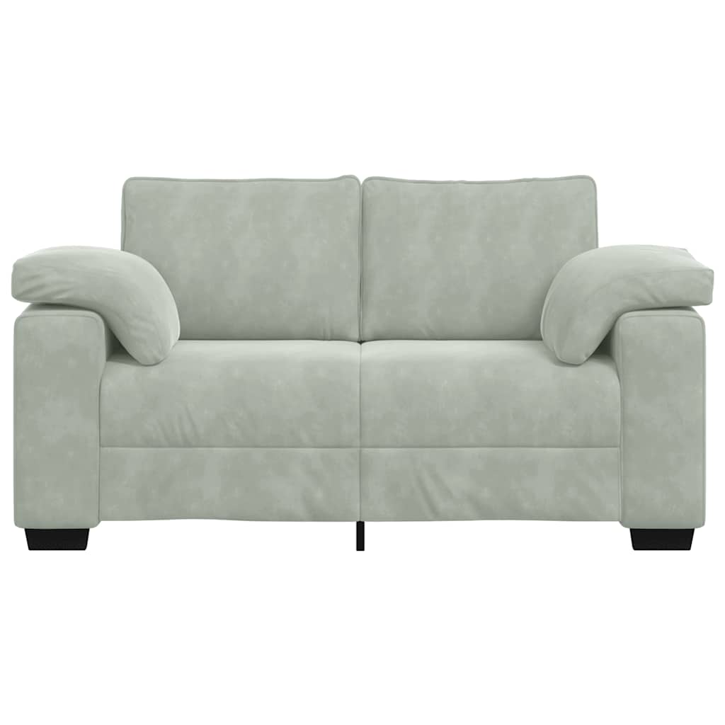 vidaXL Zweisitzer-Sofa Hellgrau 120 cm Samt - Image 4
