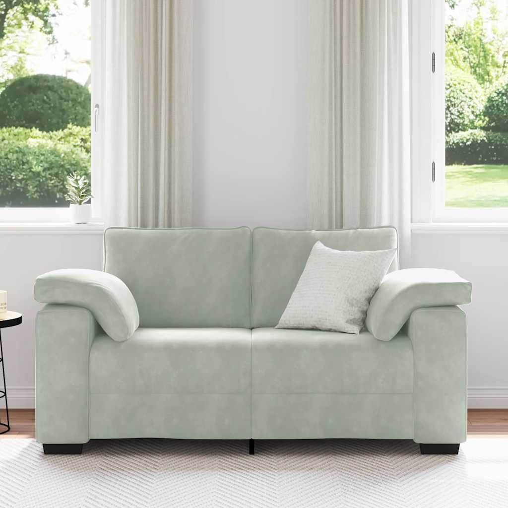 vidaXL Zweisitzer-Sofa Hellgrau 120 cm Samt - Image 3