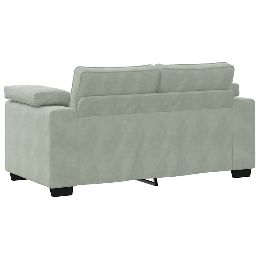 vidaXL Zweisitzer-Sofa Hellgrau 120 cm Samt - Image 6