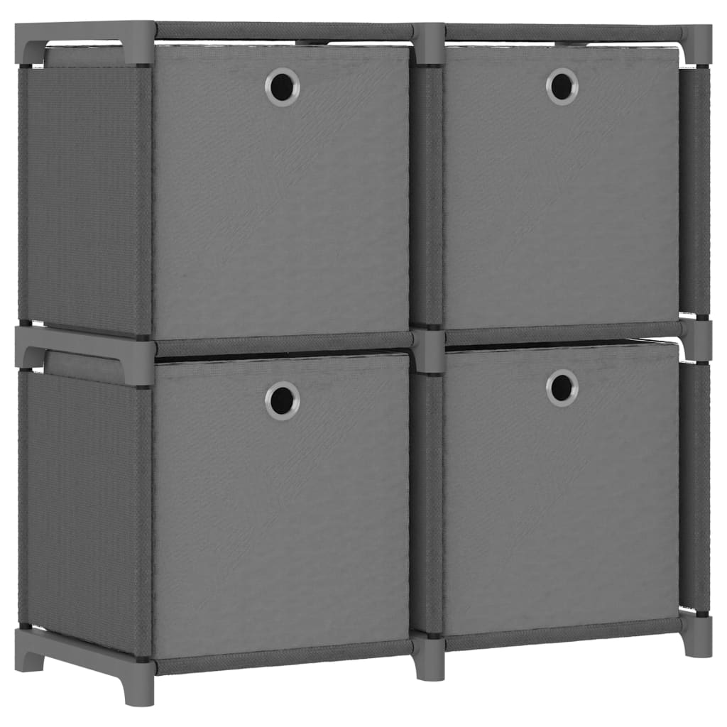 vidaXL Würfelregal mit 4 Boxen Grau 69x30x72,5 cm Stoff