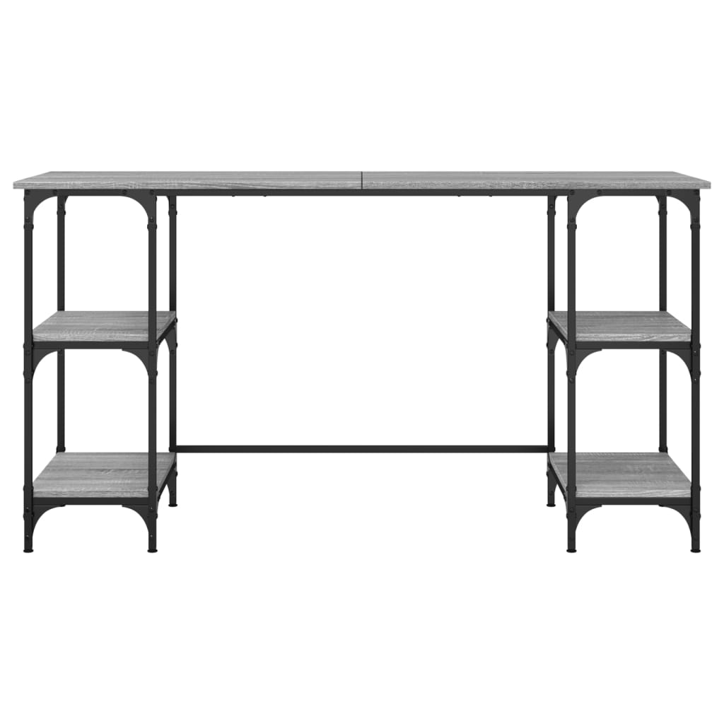 vidaXL Schreibtisch Grau Sonoma 140x50x75 cm Metall Holzwerkstoff - Image 5