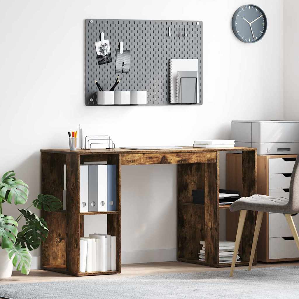 vidaXL Bureau Chêne fumé 130 x 50.5 x 75 cm Bois d'ingénierie