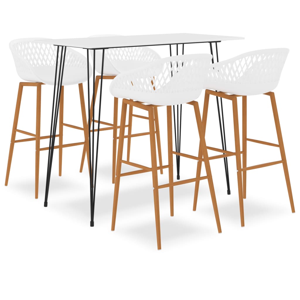 vidaXL Mesa alta y taburetes de bar de 5 piezas blanco
