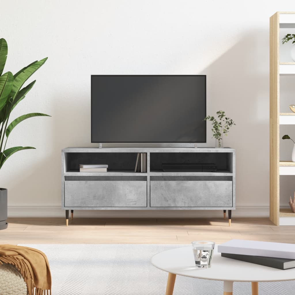 vidaXL Meuble TV gris béton 100x34,5x44,5 cm bois d'ingénierie