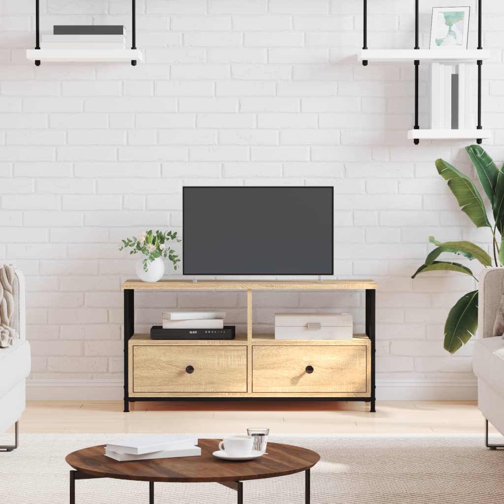 vidaXL Meuble TV chêne sonoma 90x33x45 cm bois d'ingénierie et fer